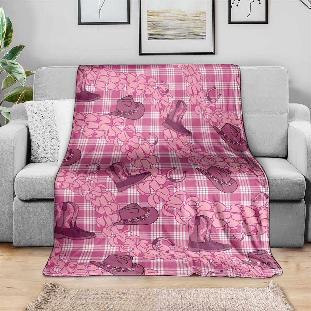Pink Palaka Hawaii Cowboy Blanket Puakenikeni Lei Paniolo Papale Seamless Vibes - Polynesian Pride