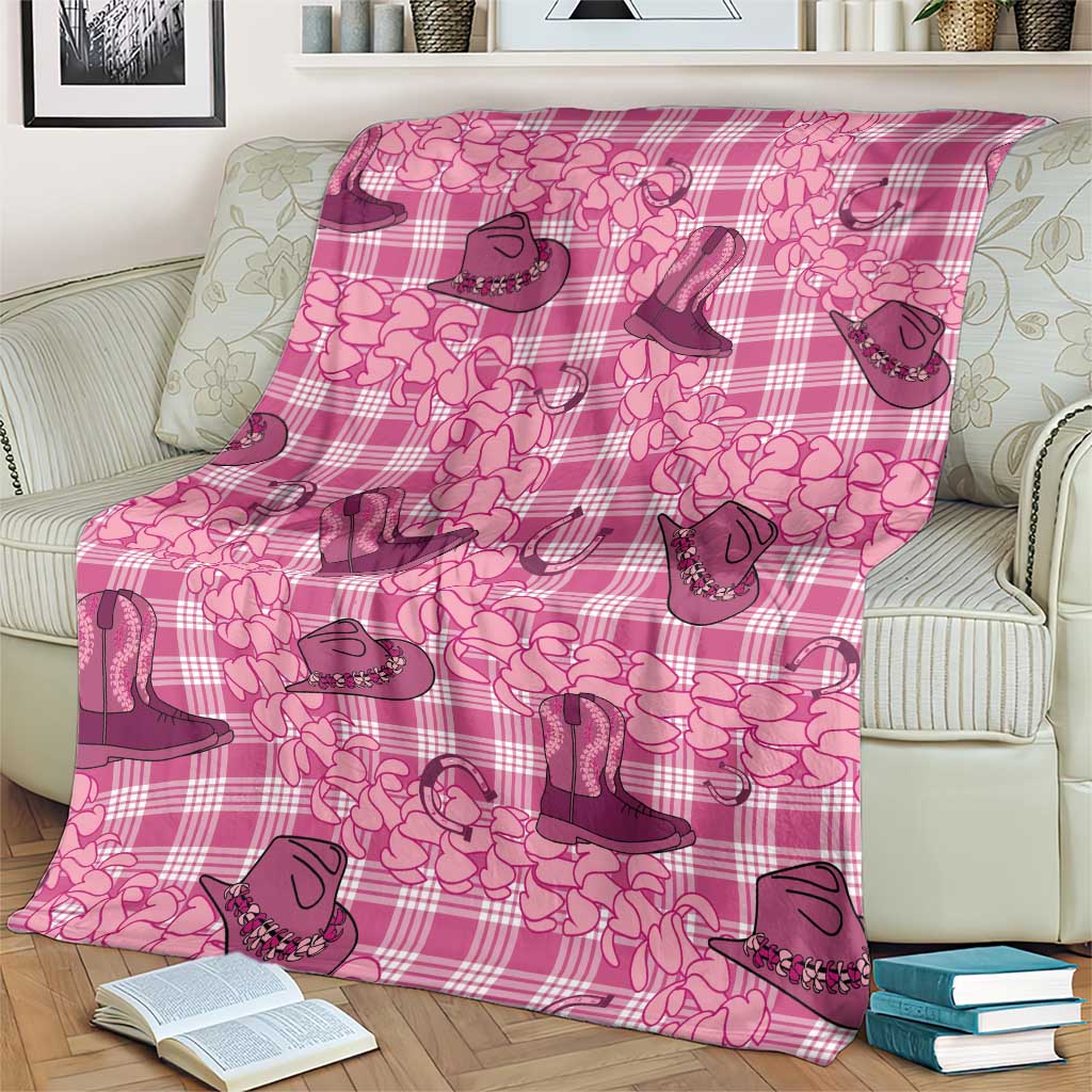 Pink Palaka Hawaii Cowboy Blanket Puakenikeni Lei Paniolo Papale Seamless Vibes - Polynesian Pride