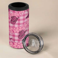 Pink Palaka Hawaii Cowboy 4 in 1 Can Cooler Tumbler Puakenikeni Lei Paniolo Papale Seamless Vibes - Polynesian Pride