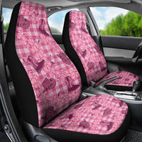 Pink Palaka Hawaii Cowboy Car Seat Cover Puakenikeni Lei Paniolo Papale Seamless Vibes - Polynesian Pride