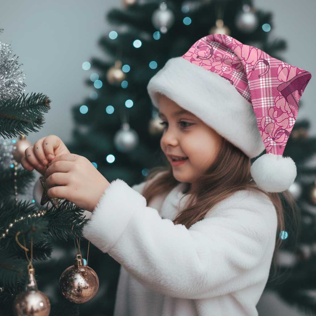 Pink Palaka Hawaii Cowboy Christmas Santa Hat Puakenikeni Lei Paniolo Papale Seamless Vibes - Polynesian Pride