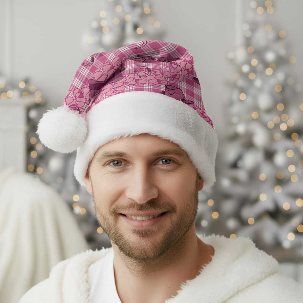 Pink Palaka Hawaii Cowboy Christmas Santa Hat Puakenikeni Lei Paniolo Papale Seamless Vibes - Polynesian Pride