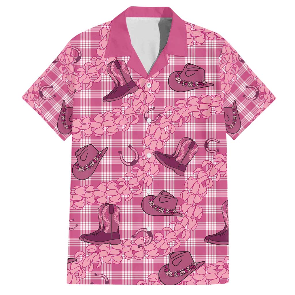 Pink Palaka Hawaii Cowboy Family Matching Puletasi and Hawaiian Shirt Puakenikeni Lei Paniolo Papale Seamless Vibes - Polynesian Pride