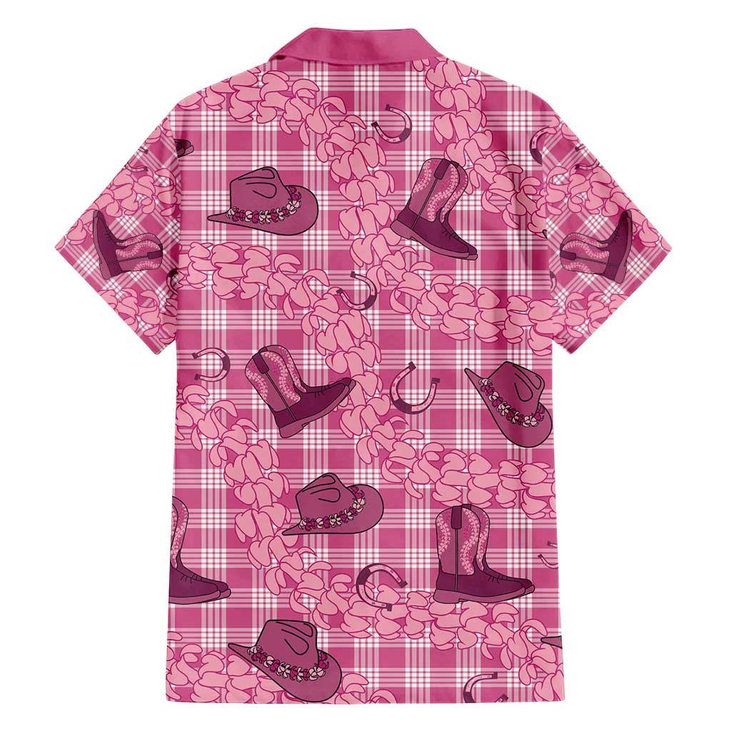 Pink Palaka Hawaii Cowboy Family Matching Puletasi and Hawaiian Shirt Puakenikeni Lei Paniolo Papale Seamless Vibes - Polynesian Pride