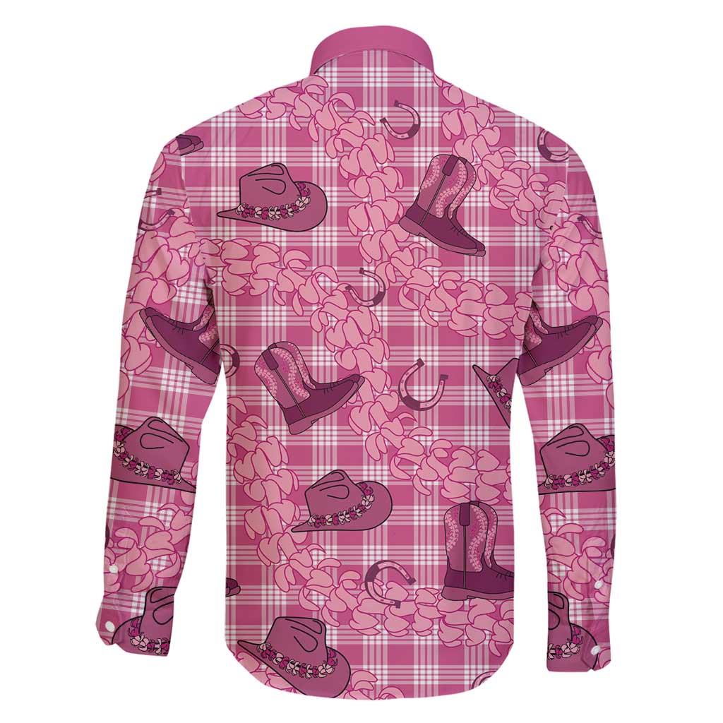 Pink Palaka Hawaii Cowboy Family Matching Puletasi and Hawaiian Shirt Puakenikeni Lei Paniolo Papale Seamless Vibes - Polynesian Pride