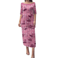 Pink Palaka Hawaii Cowboy Family Matching Puletasi and Hawaiian Shirt Puakenikeni Lei Paniolo Papale Seamless Vibes - Polynesian Pride