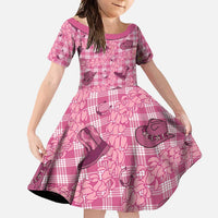 Pink Palaka Hawaii Cowboy Family Matching Summer Maxi Dress and Hawaiian Shirt Puakenikeni Lei Paniolo Papale Seamless Vibes - Polynesian Pride