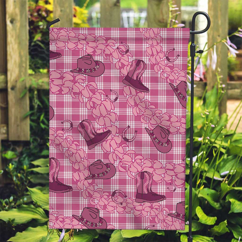 Pink Palaka Hawaii Cowboy Garden Flag Puakenikeni Lei Paniolo Papale Seamless Vibes - Polynesian Pride