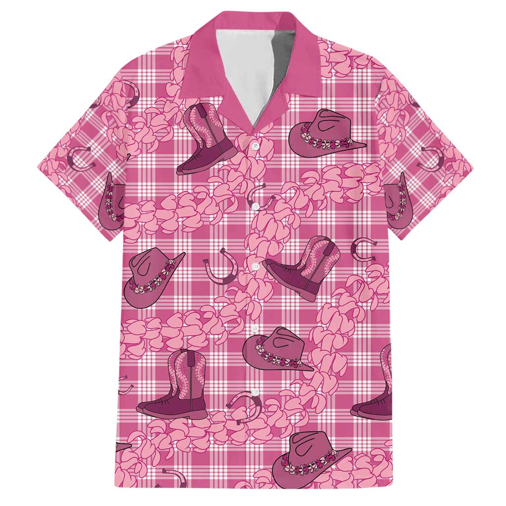 Pink Palaka Hawaii Cowboy Hawaiian Shirt Puakenikeni Lei Paniolo Papale Seamless Vibes - Polynesian Pride