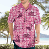 Pink Palaka Hawaii Cowboy Hawaiian Shirt Puakenikeni Lei Paniolo Papale Seamless Vibes - Polynesian Pride