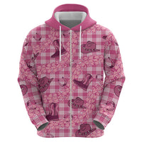 Pink Palaka Hawaii Cowboy Hoodie Puakenikeni Lei Paniolo Papale Seamless Vibes - Polynesian Pride