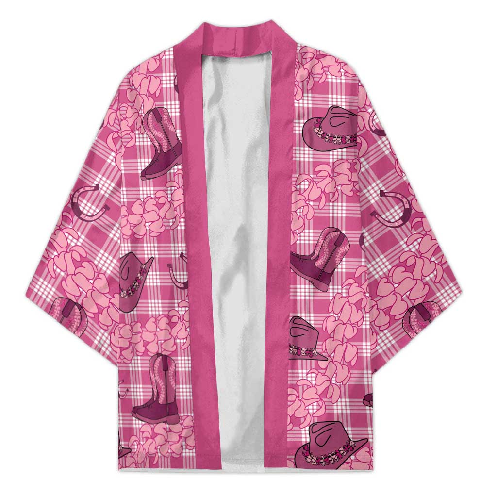 Pink Palaka Hawaii Cowboy Kimono Puakenikeni Lei Paniolo Papale Seamless Vibes - Polynesian Pride