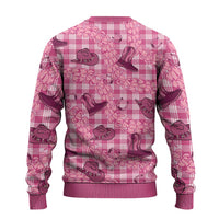 Pink Palaka Hawaii Cowboy Ugly Christmas Sweater Puakenikeni Lei Paniolo Papale Seamless Vibes - Polynesian Pride