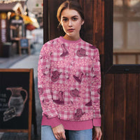 Pink Palaka Hawaii Cowboy Ugly Christmas Sweater Puakenikeni Lei Paniolo Papale Seamless Vibes - Polynesian Pride