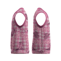 Pink Palaka Hawaii Cowboy Christmas Knitted V-Neck Vest Puakenikeni Lei Paniolo Papale Seamless Vibes - Polynesian Pride