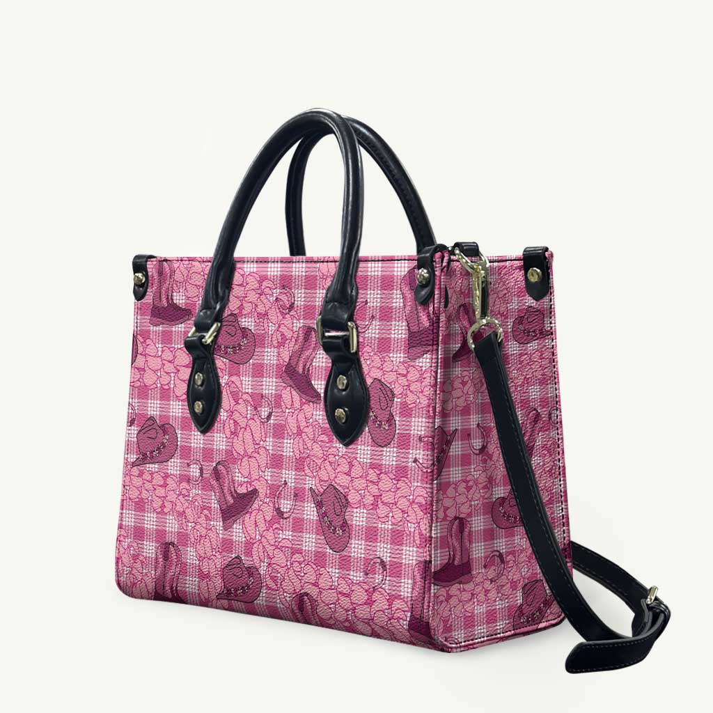Pink Palaka Hawaii Cowboy Leather Bag Puakenikeni Lei Paniolo Papale Seamless Vibes - Polynesian Pride