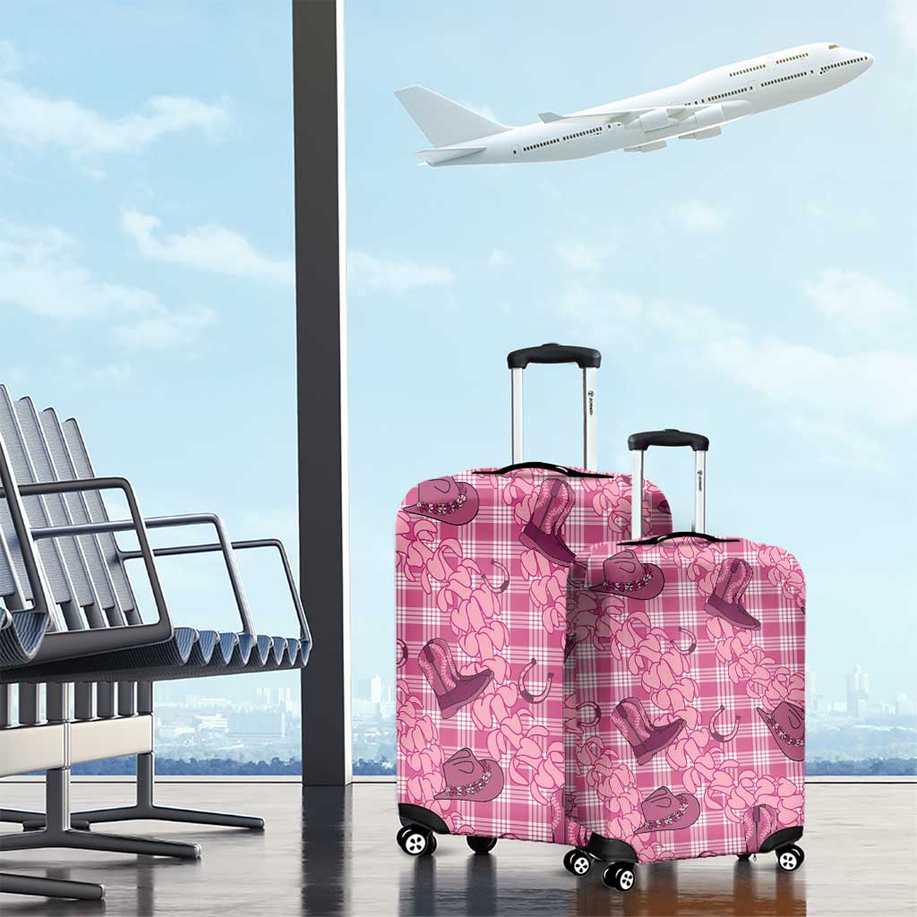 Pink Palaka Hawaii Cowboy Luggage Cover Puakenikeni Lei Paniolo Papale Seamless Vibes - Polynesian Pride