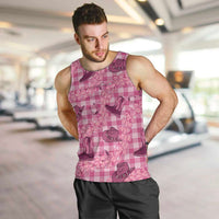 Pink Palaka Hawaii Cowboy Men Tank Top Puakenikeni Lei Paniolo Papale Seamless Vibes - Polynesian Pride