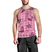 Pink Palaka Hawaii Cowboy Men Tank Top Puakenikeni Lei Paniolo Papale Seamless Vibes - Polynesian Pride
