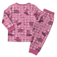Pink Palaka Hawaii Cowboy Christmas Pajama Set Puakenikeni Lei Paniolo Papale Seamless Vibes - Polynesian Pride