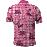 Pink Palaka Hawaii Cowboy Polo Shirt Puakenikeni Lei Paniolo Papale Seamless Vibes - Polynesian Pride