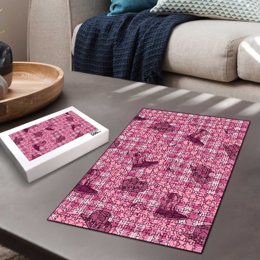 Pink Palaka Hawaii Cowboy Puzzle Puakenikeni Lei Paniolo Papale Seamless Vibes - Polynesian Pride