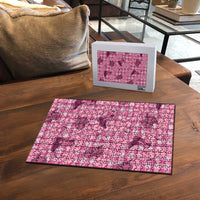 Pink Palaka Hawaii Cowboy Puzzle Puakenikeni Lei Paniolo Papale Seamless Vibes - Polynesian Pride