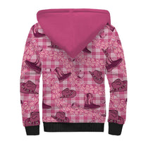 Pink Palaka Hawaii Cowboy Sherpa Hoodie Puakenikeni Lei Paniolo Papale Seamless Vibes - Polynesian Pride