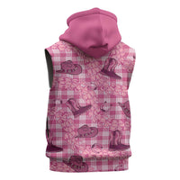 Pink Palaka Hawaii Cowboy Sleeveless Zip Hoodie Puakenikeni Lei Paniolo Papale Seamless Vibes - Polynesian Pride