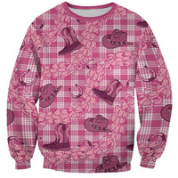 Pink Palaka Hawaii Cowboy Sweatshirt Puakenikeni Lei Paniolo Papale Seamless Vibes - Polynesian Pride