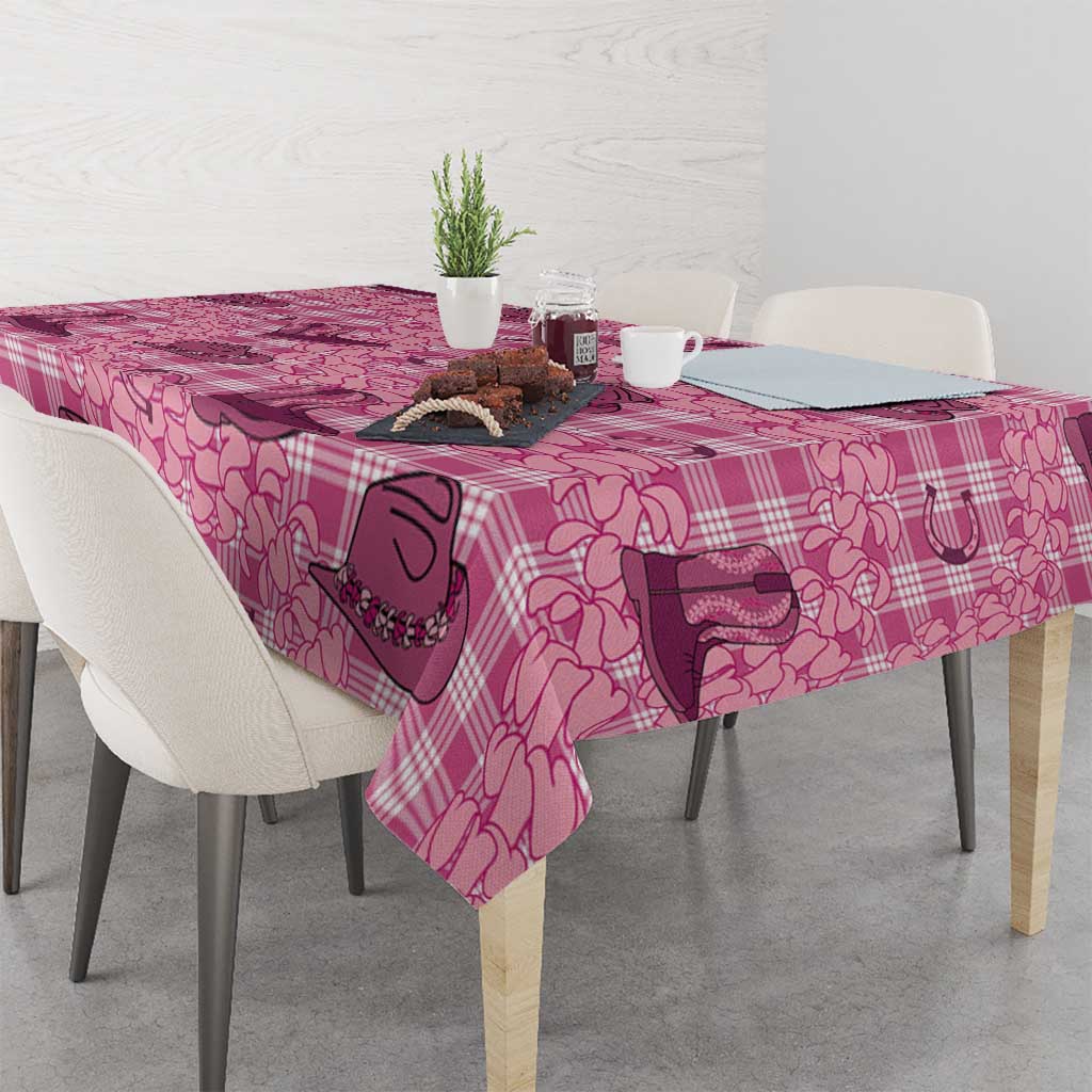 Pink Palaka Hawaii Cowboy Tablecloth Puakenikeni Lei Paniolo Papale Seamless Vibes - Polynesian Pride