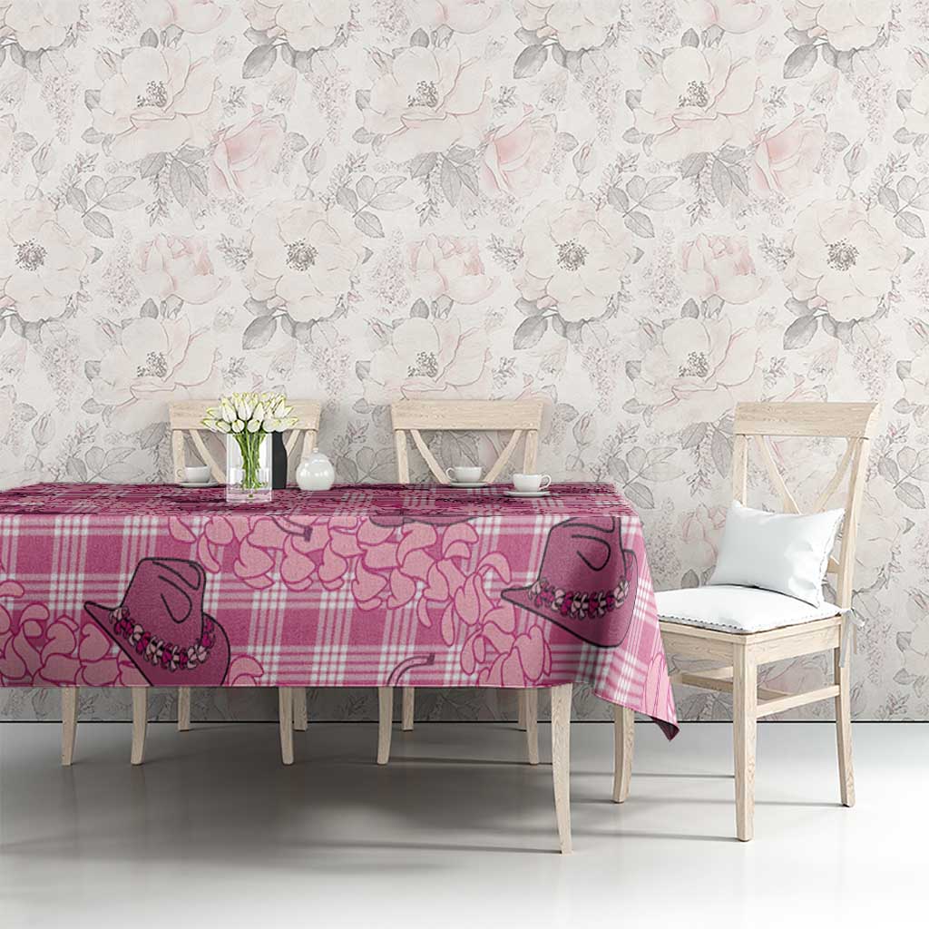 Pink Palaka Hawaii Cowboy Tablecloth Puakenikeni Lei Paniolo Papale Seamless Vibes - Polynesian Pride