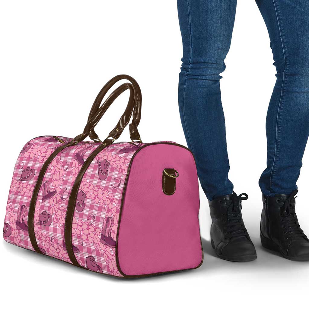 Pink Palaka Hawaii Cowboy Travel Bag Puakenikeni Lei Paniolo Papale Seamless Vibes - Polynesian Pride