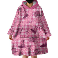 Pink Palaka Hawaii Cowboy Wearable Blanket Hoodie Puakenikeni Lei Paniolo Papale Seamless Vibes - Polynesian Pride