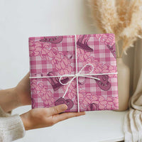 Pink Palaka Hawaii Cowboy Wrapping Paper Puakenikeni Lei Paniolo Papale Seamless Vibes - Polynesian Pride