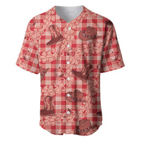 Red Palaka Hawaii Cowboy Baseball Jersey Puakenikeni Lei Paniolo Papale Seamless Vibes - Polynesian Pride