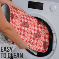 Red Palaka Hawaii Cowboy Bathroom Set Puakenikeni Lei Paniolo Papale Seamless Vibes - Polynesian Pride