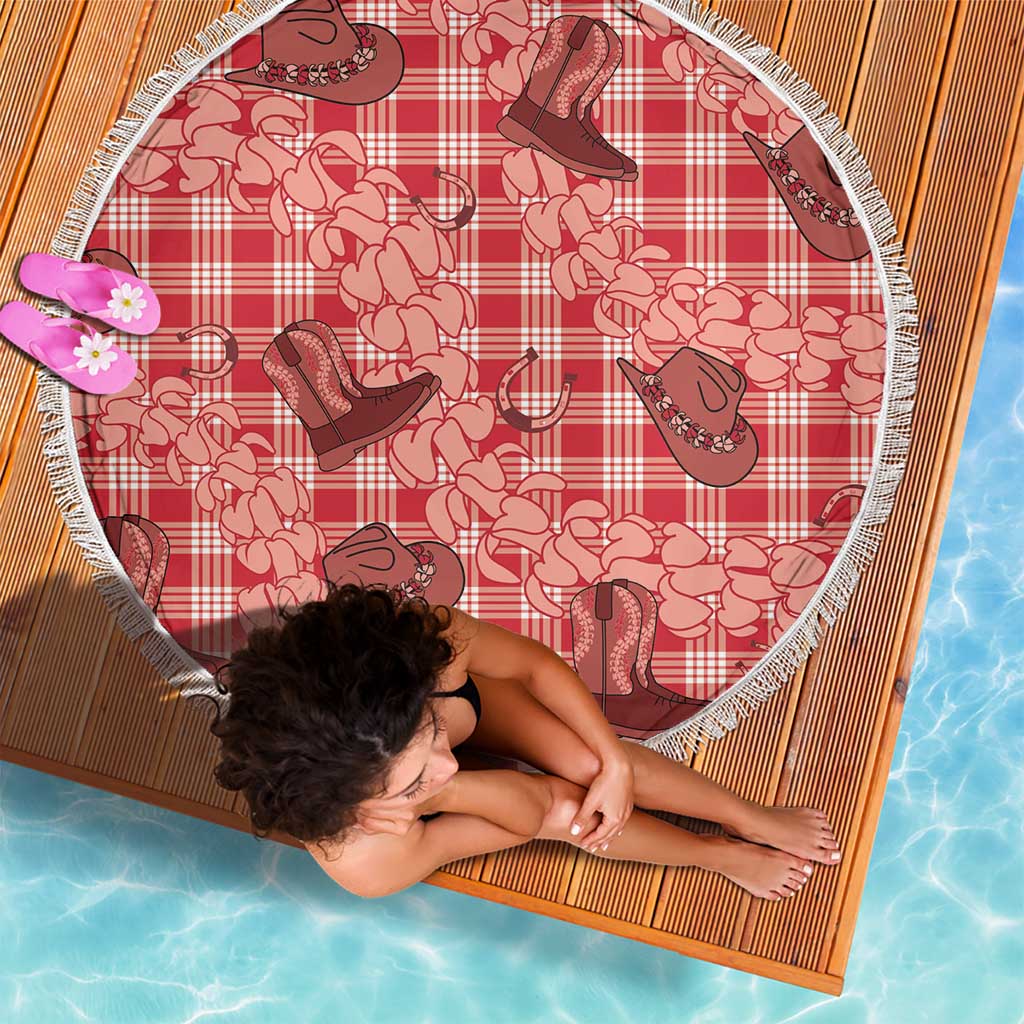 Red Palaka Hawaii Cowboy Beach Blanket Puakenikeni Lei Paniolo Papale Seamless Vibes - Polynesian Pride