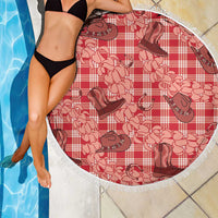 Red Palaka Hawaii Cowboy Beach Blanket Puakenikeni Lei Paniolo Papale Seamless Vibes - Polynesian Pride
