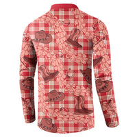 Red Palaka Hawaii Cowboy Button Sweatshirt Puakenikeni Lei Paniolo Papale Seamless Vibes - Polynesian Pride