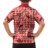 Red Palaka Hawaii Cowboy Family Matching Puletasi and Hawaiian Shirt Puakenikeni Lei Paniolo Papale Seamless Vibes - Polynesian Pride