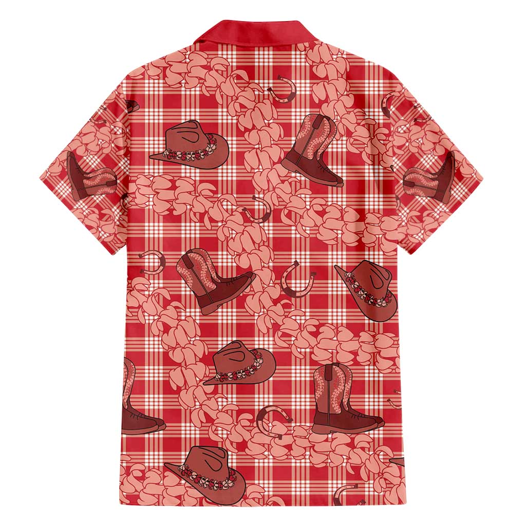 Red Palaka Hawaii Cowboy Family Matching Puletasi and Hawaiian Shirt Puakenikeni Lei Paniolo Papale Seamless Vibes - Polynesian Pride