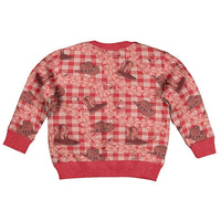 Red Palaka Hawaii Cowboy Kid Ugly Christmas Sweater Puakenikeni Lei Paniolo Papale Seamless Vibes - Polynesian Pride