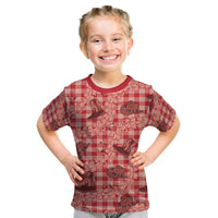 Red Palaka Hawaii Cowboy Kid T Shirt Puakenikeni Lei Paniolo Papale Seamless Vibes - Polynesian Pride