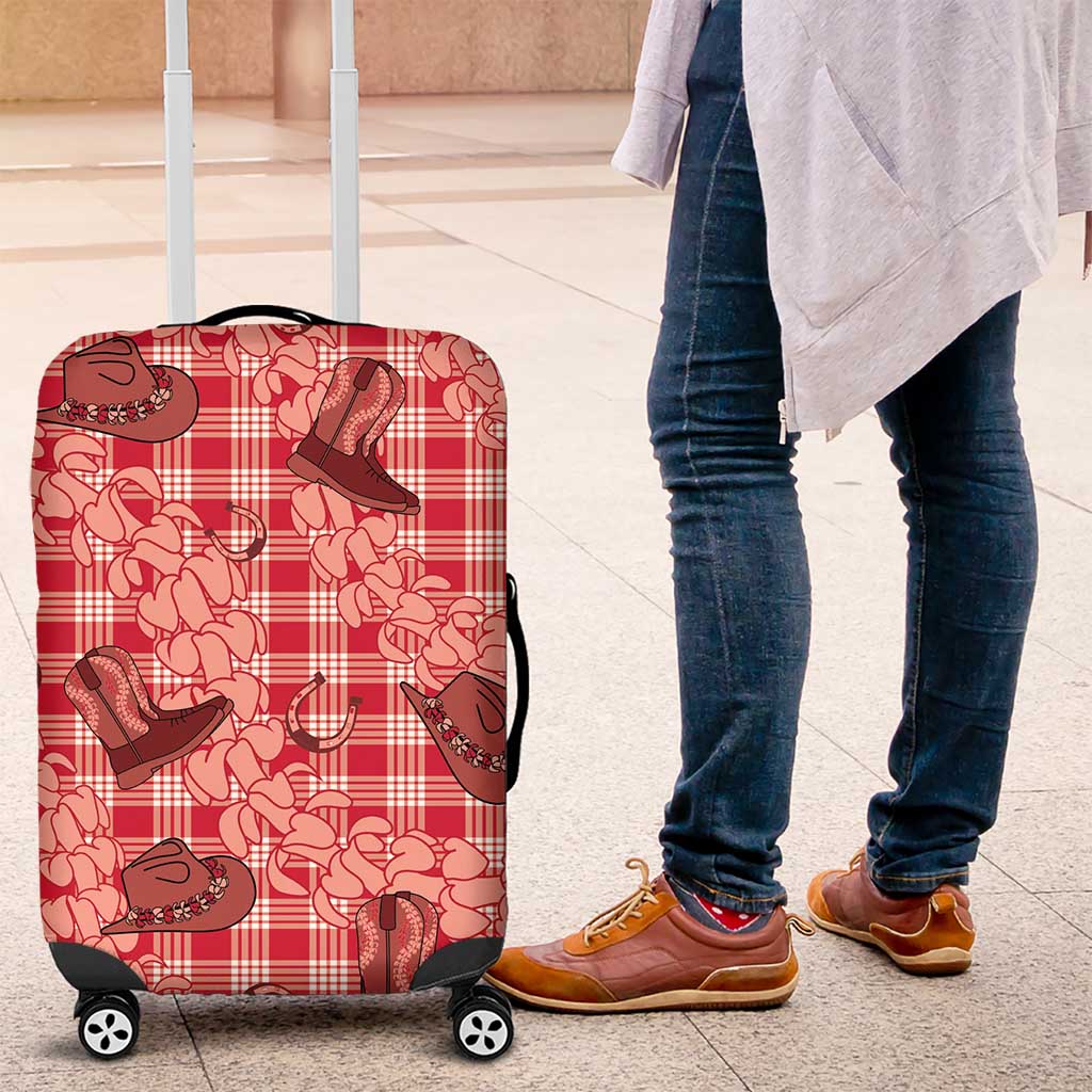 Red Palaka Hawaii Cowboy Luggage Cover Puakenikeni Lei Paniolo Papale Seamless Vibes - Polynesian Pride