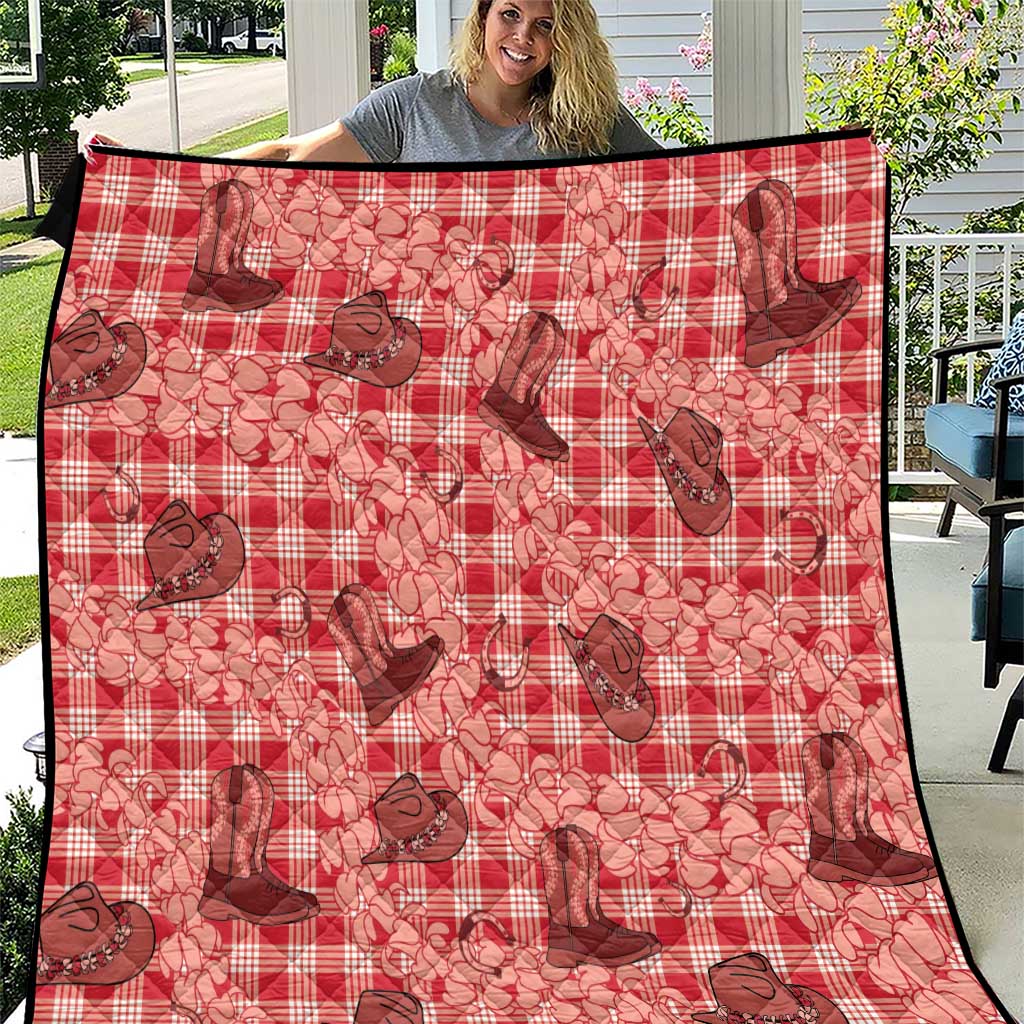 Red Palaka Hawaii Cowboy Quilt Puakenikeni Lei Paniolo Papale Seamless Vibes - Polynesian Pride