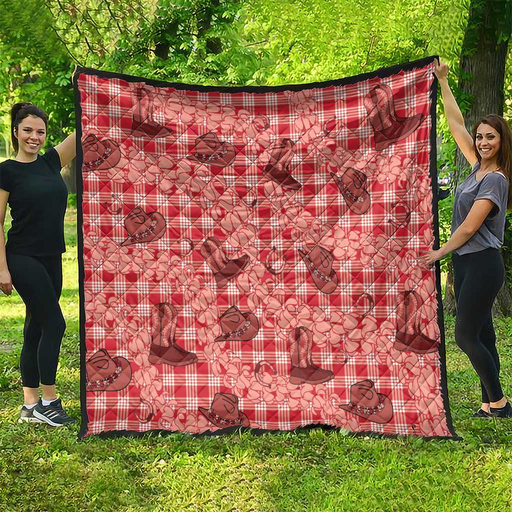 Red Palaka Hawaii Cowboy Quilt Puakenikeni Lei Paniolo Papale Seamless Vibes - Polynesian Pride