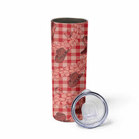 Red Palaka Hawaii Cowboy Skinny Tumbler Puakenikeni Lei Paniolo Papale Seamless Vibes LT14 - Polynesian Pride