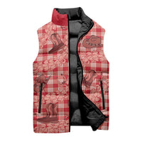 Red Palaka Hawaii Cowboy Sleeveless Puffer Jacket Puakenikeni Lei Paniolo Papale Seamless Vibes - Polynesian Pride