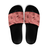 Red Palaka Hawaii Cowboy Slide Sandals Puakenikeni Lei Paniolo Papale Seamless Vibes - Polynesian Pride